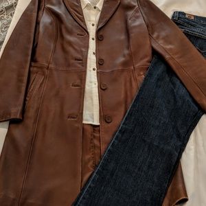 Gorgeous Brown Long Leather Coat